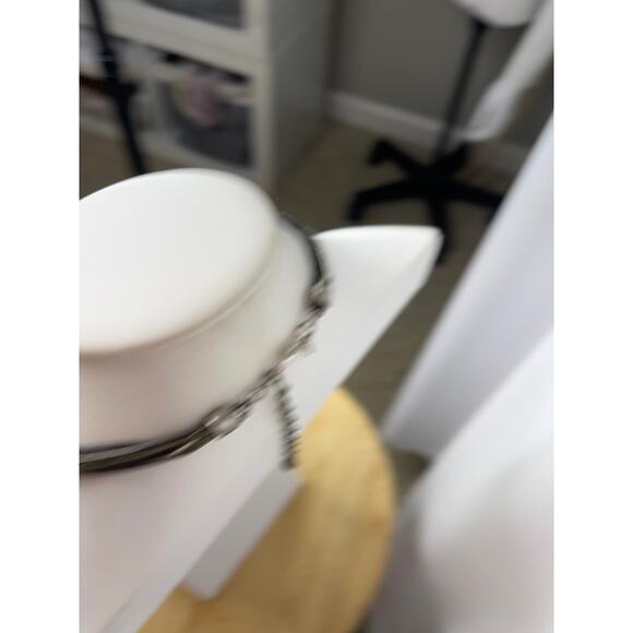 Chico's pendant necklace signed costume jewelry mixed metals on cord - Picture 7 of 16